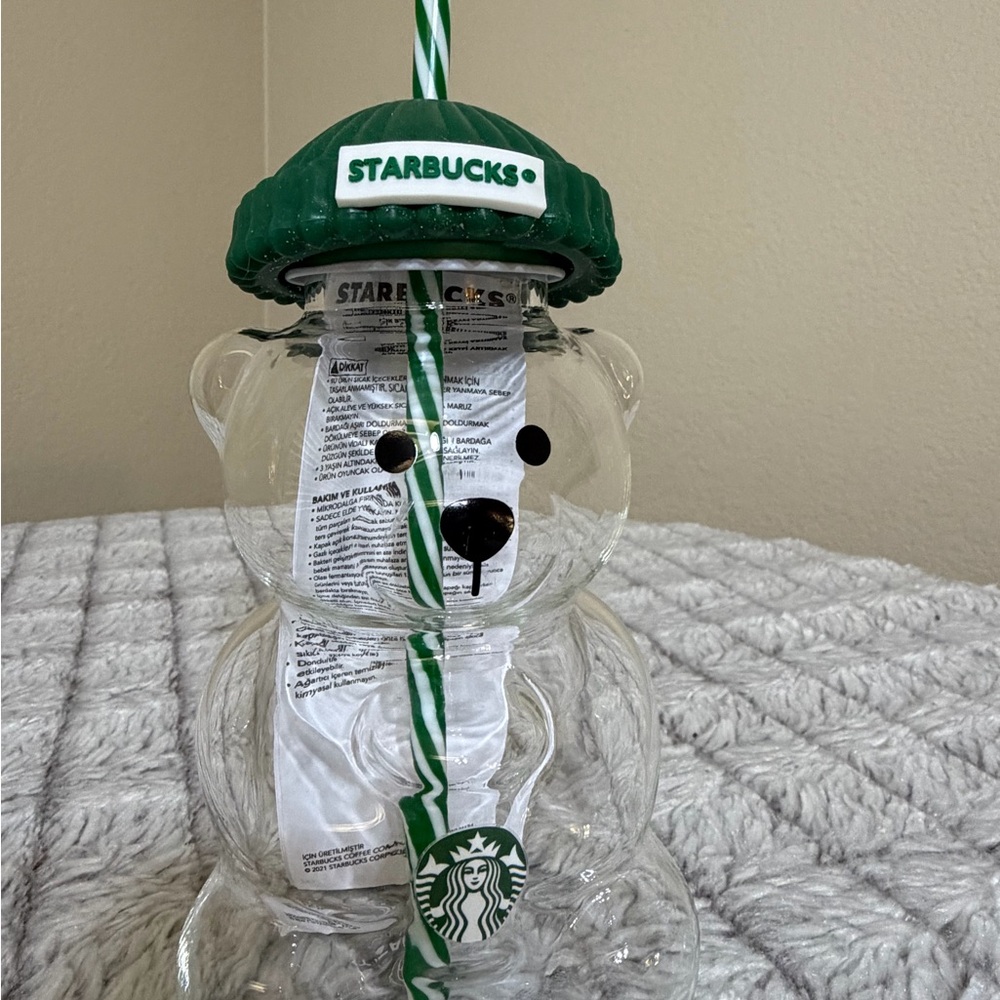 Starbucks Clear Bear Tumbler with Green Lid